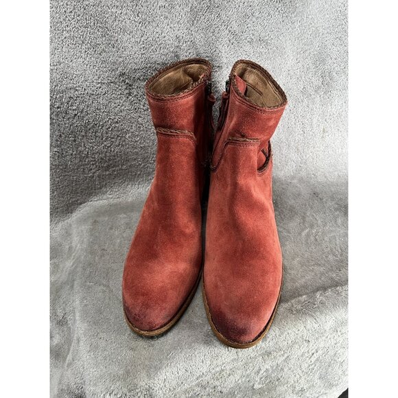 Sofft Women’s 11 Taylie Spice Red Suede Leather Casual Zip Ankle Boots Cowboy - Picture 4 of 8